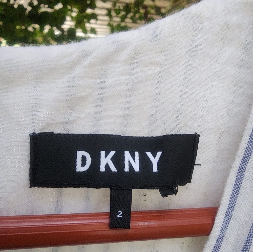 White & Blue  Asymmetrical Wrap DKNY Sundress - Picture 6 of 6